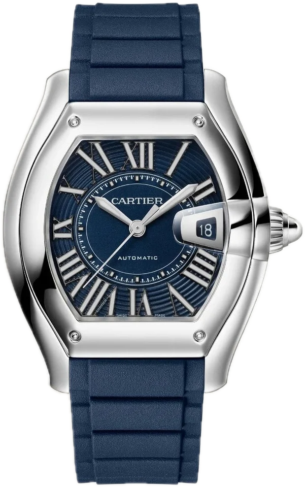 Cartier Roadster with blue dial on navy rubber